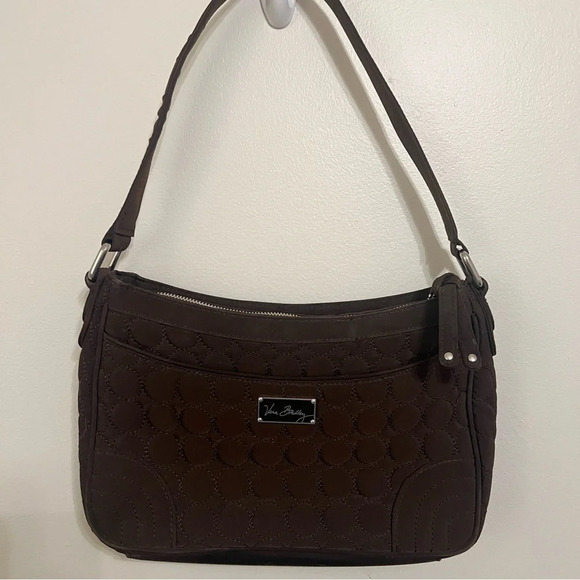 Vera Bradley Handbags - {Vera Bradley} Hobo Quilted Microfiber Shoulder Bag Espresso Brown Zip Closure